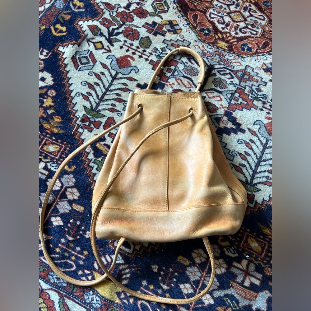 Able Tan Leather Drawstring Backpack - image 2